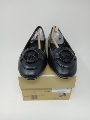  MICHAEL KORS Lillie Moc  BALLET FLATS Women s Sz US 7.5M MK Logo Black Leather 