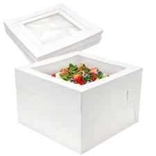 15 Pack Cake Boxes 12x12x8 Inch White Cake Boxes with Window Cajas Para Paste...