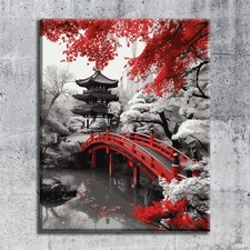 Premium Quality Paint By Numbers Kit: Japanese Bridge. KitArtUS
