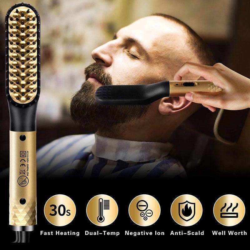 Heated Beard Comb Ionic Beard Straightener Brush Hot Comb Electric