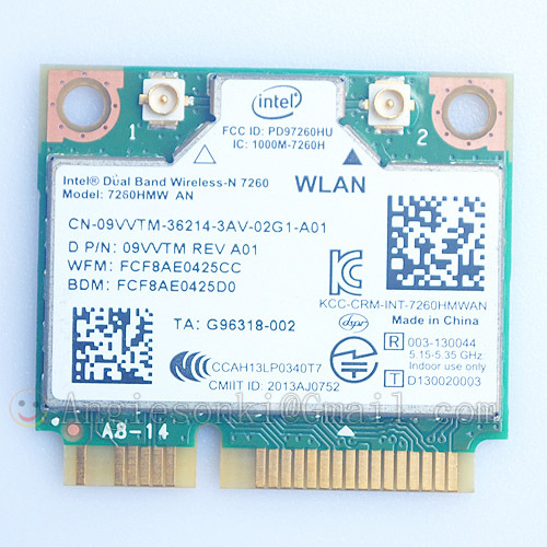 Scheda Wi-Fi + Bluetooth Intel 7260HMW Per HP - 802.11a/g/n, PCIe, 3 Mesi Garanzia