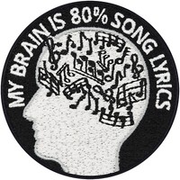 "Lustiger AufnäHer AufbüGler \"My Brain Is 80% Song Lyrics\" Musik Patch 70X70Mm"