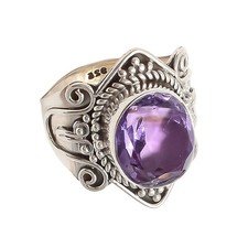 Amethyst Natural Faceted gemstone 925 Sterling Silver Ring, For All Size JL 597