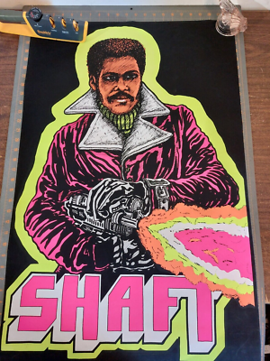 VINTAGE 1973 SHAFT BLACKLIGHT POSTER 22x34.5