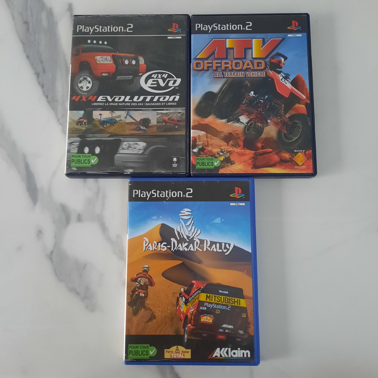 Jeux PS2 ATV offroad + Paris-Dakar rally + 4x4 evolution - sony playsation 2