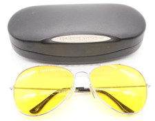 Adrienne Vittadini Black Hard Sun Glasses Case Silver Logo W/Polarized Glasses