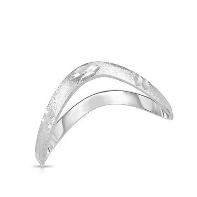 Floreo 10k Yellow or White Gold 3mm Satin Diamond Cut Curved Waved Thumb Ring