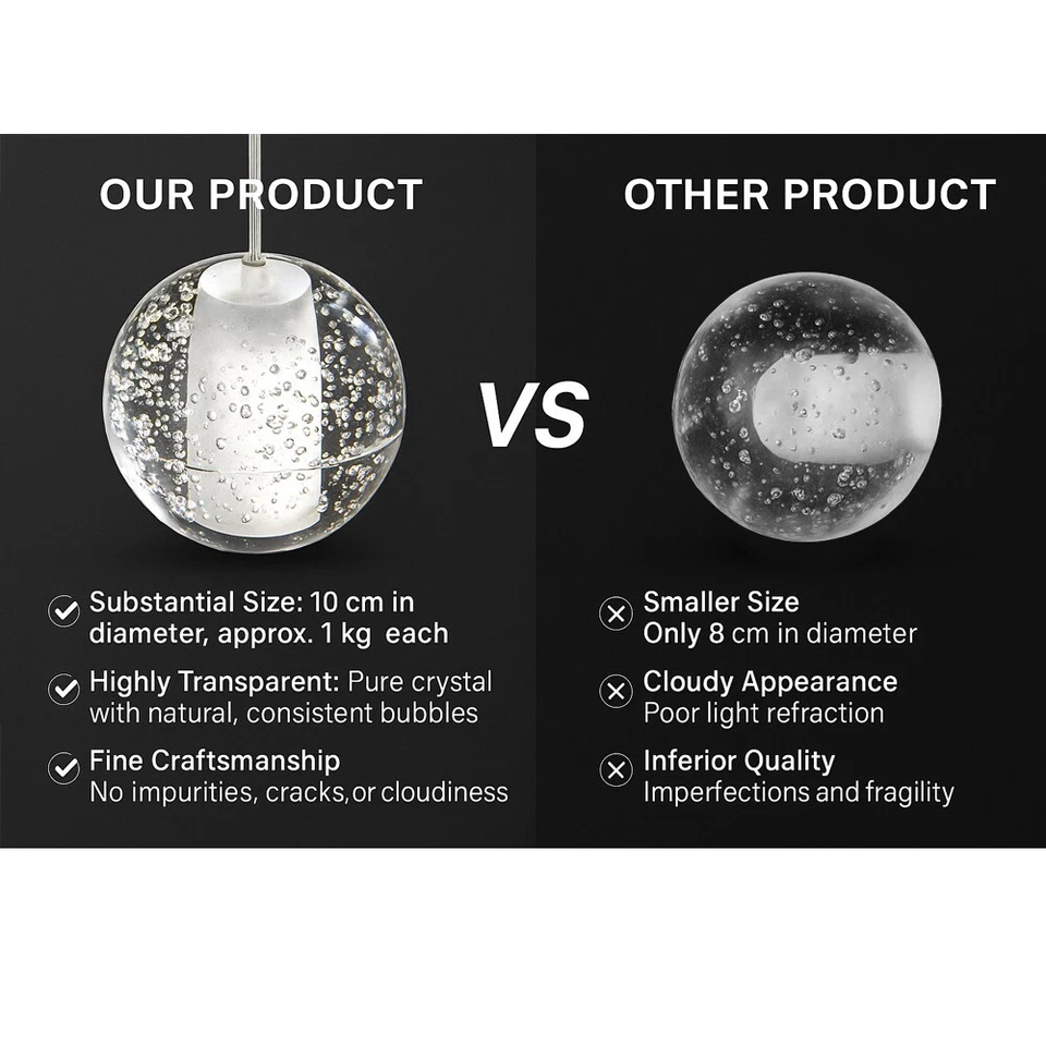 Lámpara colgante moderna G4 LED burbuja cristal bola redonda luz de techo habitación escalera Foto 2 de 4