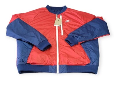 Nike Therma Fit Legacy Reversible Bomber Puffer Jacket Red Blue MSRP 160$