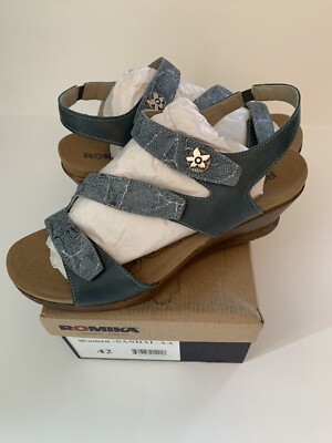 Romika By Josef Seibel Women s Sandal 42 US 11 Blue Leather Adjustable Comfort