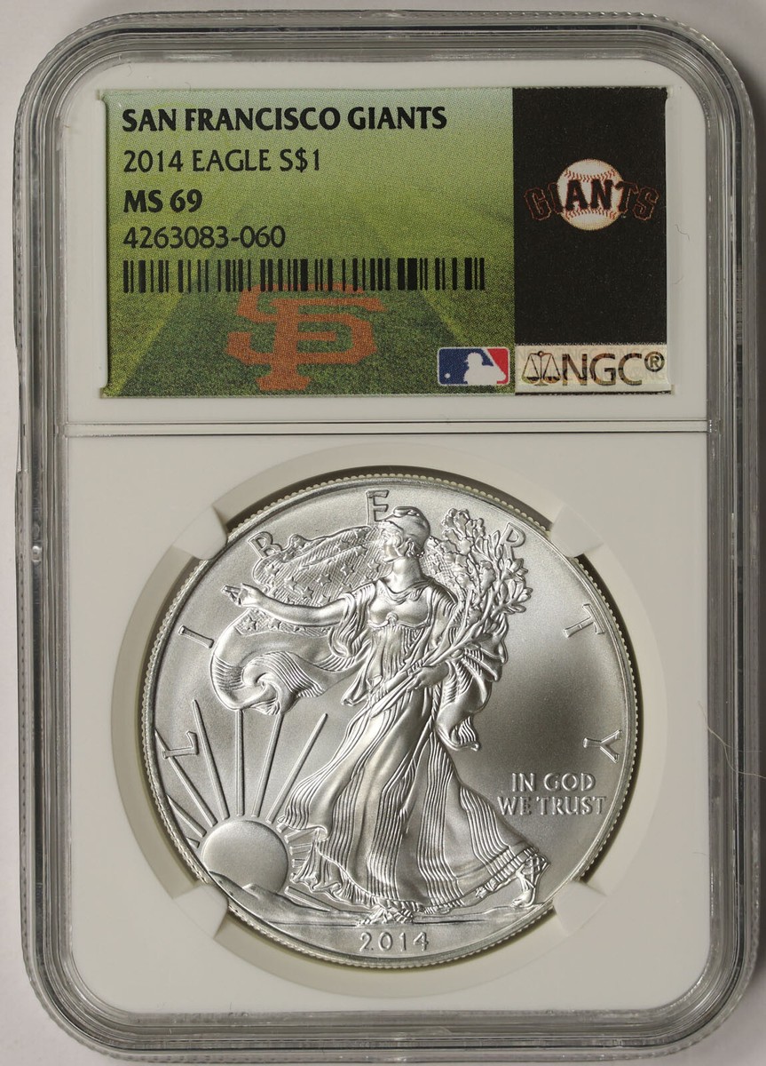 2014 MLB Series American Silver Eagle $1 MS 69 NGC San Francisco