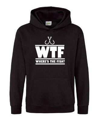 WTF Where's the Fish Angeln Outdoor Geschenk Kinder Erwachsene Unisex KAPUZE HOODIE
