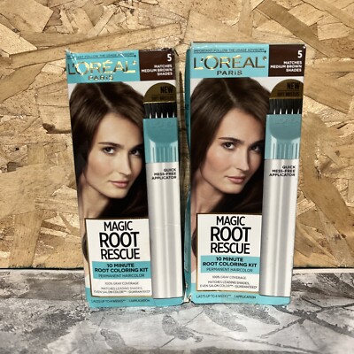 L'Oreal Paris Magic Root Rescue, Medium Brown # 5 LOT OF 2 *OPEN BOX*