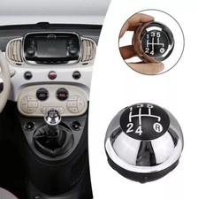 5-Gang Schaltknauf Knauf in Schwarz & Silber Optik 55344048 Fit Fiat 500 2007-