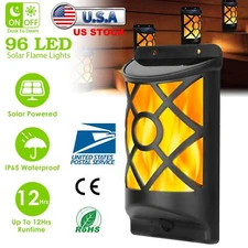 Solar Flame Lights Outdoor Waterproof Flickering Flames Wall Light Solar Wall US