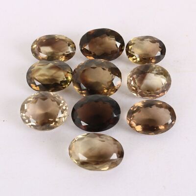 Brown Smoky Topaz Lot 10 Pcs Oval Shape Loose Gemstone
