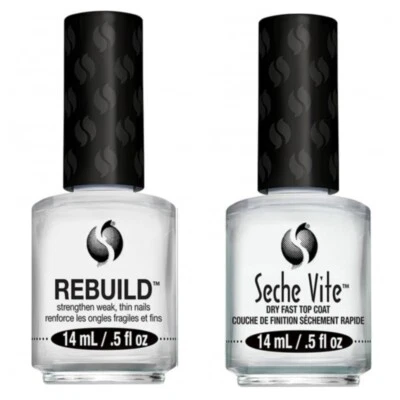 Seche Vite Fast Drying Top Coat & Seche Rebuild Base Coat DUO 14ml Bottles - Image 1 of 4