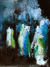 ARTIST ORIGINAL acrylic painting MODERN ABSTRAC PEOPLE FIGURATIVE EXPRESSIVE ART