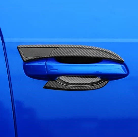 Cubierta de tazón de manija de puerta exterior de fibra de carbono 4 piezas para Audi Q3 2019~2023 Foto 2 de 4