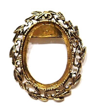 4 of 40x30mm Antique Gold Old Style Leaves Wreath Brooch Pin Pendant Settings