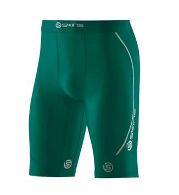 SKINS DNAMIC MENS COMPRESSION HALF TIGHTS - DARK GREEN