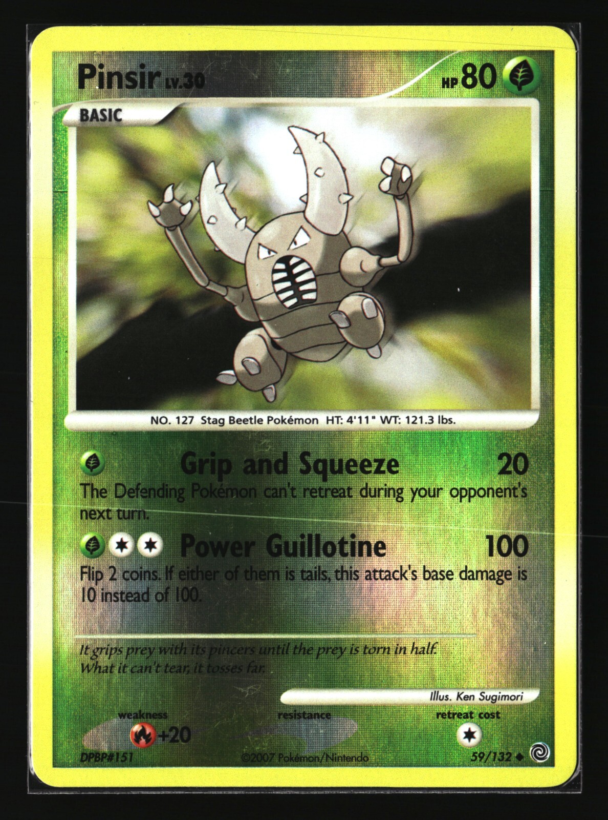 Pokemon PINSIR 59/132 Reverse Holo (2007 Secret Wonders) LP/Light Play