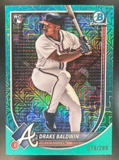 2025 Bowman Chrome Mega Box Drake Baldwin Aqua Mojo /299 #75 RC Atlanta Braves