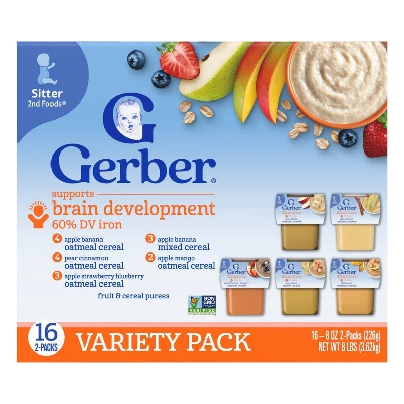 Paquete variado de puré de alimentos para bebés etapa 2 16 tinas cereales de frutas 6 meses más nuevo Foto 4 de 4