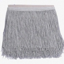 10 Yards of 8-inch Wide Metallic Silver Fringe
