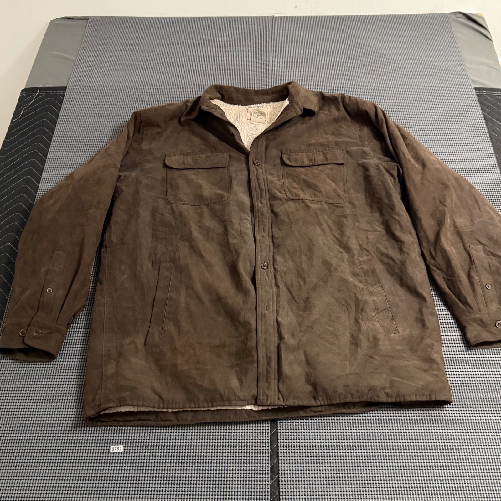 Northwest Territory Mens Brown Faux Suede Sherpa Lined Shirt Jacket Size Large