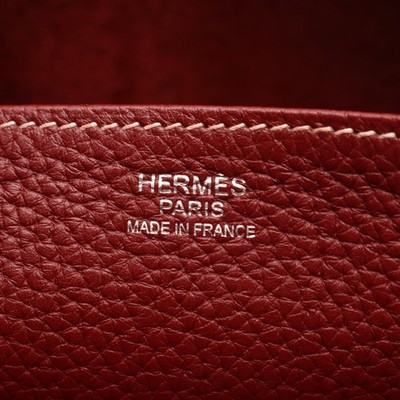 HERMES Halzan 31 Shoulder Handbag H082028CC55 Clemence leather Red