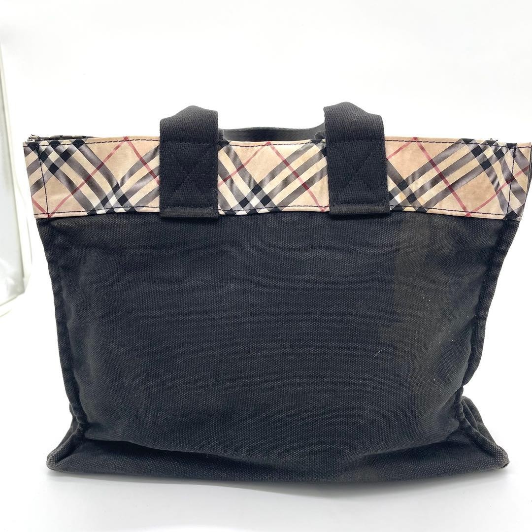 Burberry Blue Label Nova Check Tote Bag Black Beige Canvas Shoulder Bag New thumbnail 23