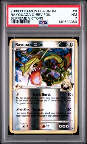 2009 Pokemon Platinum Supreme Victors #8 Rayquaza C Reverse Holo PSA 7 NM Rare