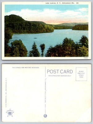 Lake Luzerne Adirondack Mts. NY Vintage Linen Postcard C.T. American Art