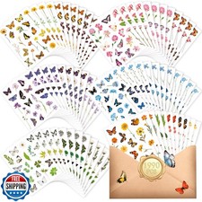 1990 PCS PVC Flower and Butterfly Stickers, Self-Adhesive Nature
