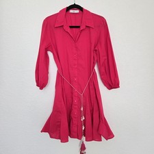 MNG Pink Button Down Long Sleeve Boho Dress