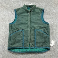 VINTAGE Corduroy Vest Mens M Green Western Cotton Full Zip Lined 70s