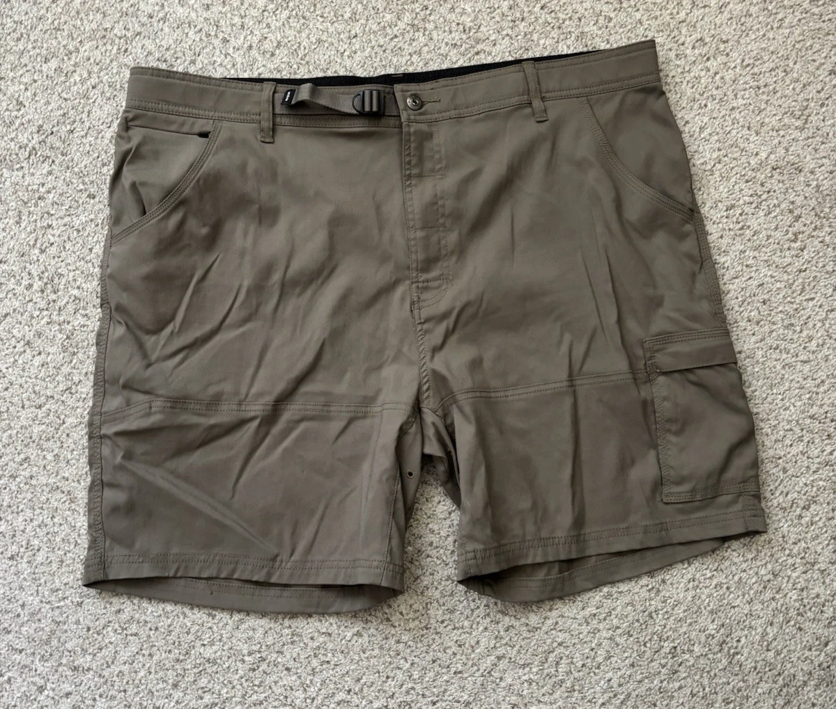 NEW prAna Shorts Mens Size 42 Brown Stretch Zion Cargo Shorts Built-in Belt
