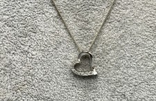 Sterling Silver, CZ Open Heart Pendant Necklace