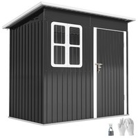 GeräTehaus 2,55M², Gartenhaus Mit Pultdach, 221 X 133 X 190/173 Cm, Dunkelgrau