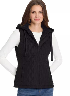 Weatherproof Women's Weathercast Hooded Puffer Vest Black  M