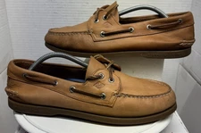 Sperry Top Sider Boat Shoes Mens 9.5M Tan Sahara Leather 2-Eye Deck fish 0197640