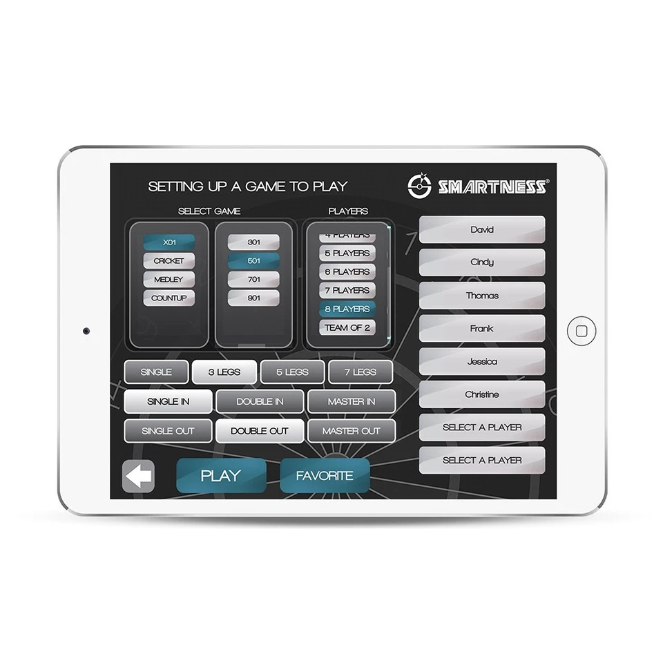 CARROMCO SMARTNESS DARTBOARD ARCADIA 4.0 2-Loch Abstand App Softdart E-Dart - Bild 4 von 4