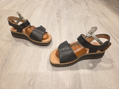 Hartjes Womens Pop Sandal Size 41 US 10 Black Leather Ankle Strap Comfort Shoe