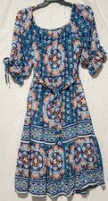 Figueroa & Flower Medallion Floral Tiered Midi Dress Sz XL  Flowy Boho Spring