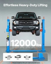  2 Post Lift, 12000 lbs Capacity, 220V 2.95 HP Powerful Motor, Two Post Car Lift