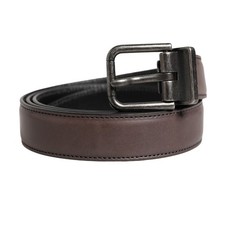 DOLCE & GABBANA Belt Men Brown Classic Leather Metal Buckle 85cm / 34in 380usd