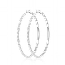BMMYE Silver Hoop Earrings for Women Lightweight 925 Sterling 60MM, Silve