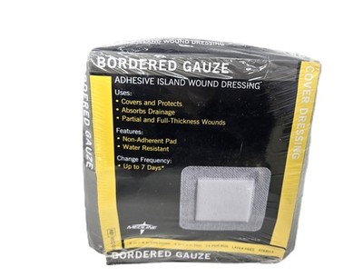 Medline Sterile Bordered Gauze Adhesive Island Wound Dressings, 6'' x 6'' - 15Ct.