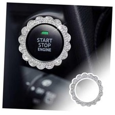 2026 New Flower Push Start Button Cover Ring,Bling Car Push Start Button White
